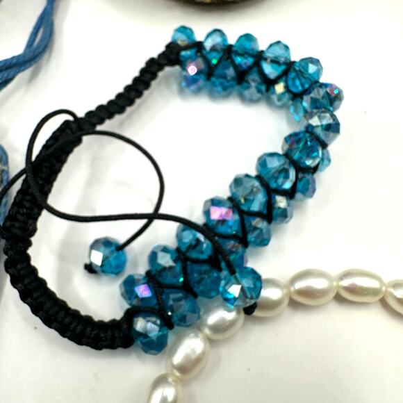 Bracelet lot bundle 7 beaded cuff casual faux pearl preppy boho casual beads - Picture 5 of 16